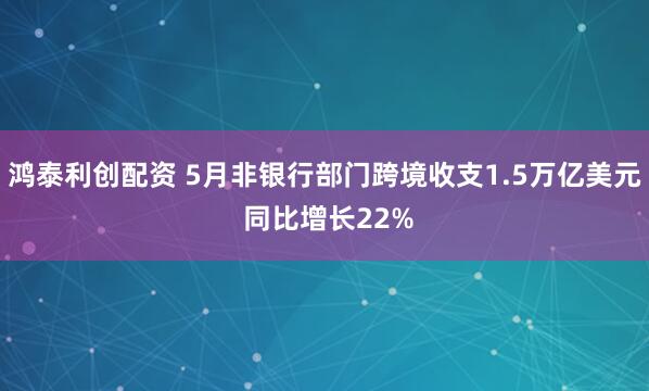 鸿泰利创配资 5月非银行部门跨境收支1.5万亿美元 同比增长22%