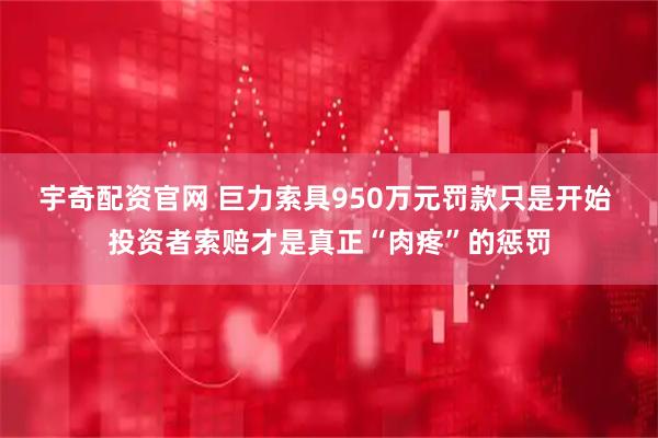 宇奇配资官网 巨力索具950万元罚款只是开始 投资者索赔才是真正“肉疼”的惩罚